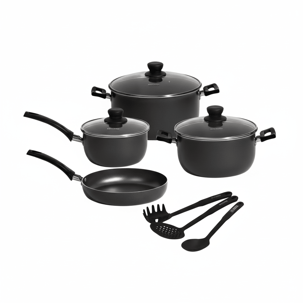 Juego De Ollas Antiadherente DELUXE x 7 Pz. Negro y Rojo2