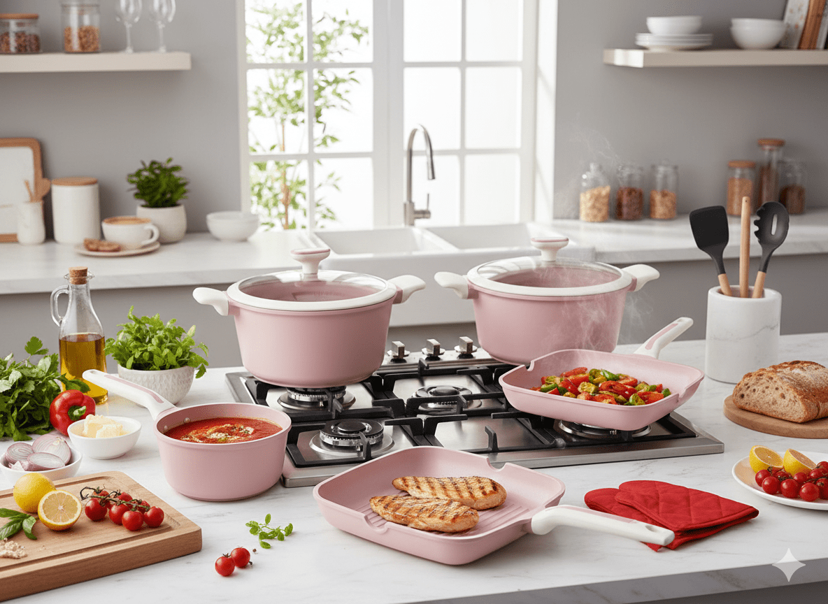 JUEGO DE OLLAS ROCA VOLCÁNICA ROSADO x16 PZS – SOLANGEL5