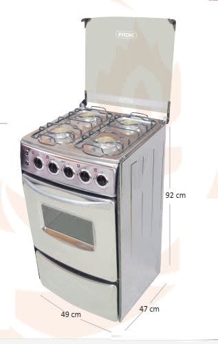 COCINA a GAS con HORNO LARISA 4 hornillas TOTAL ACERO tapa VIDRIO con ENCENDEDOR - FADIC1