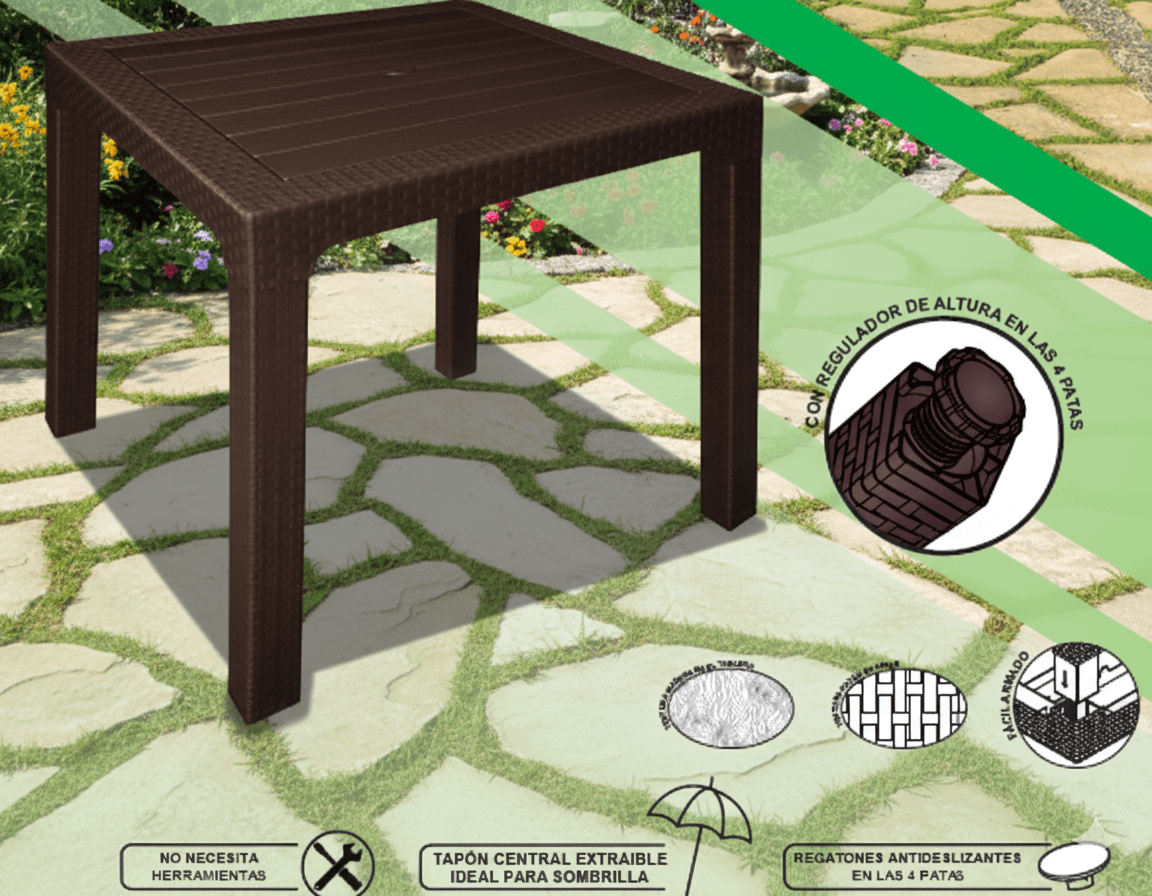 MESA Plastica RATAN Modelo PINO - HERCUPLAST1
