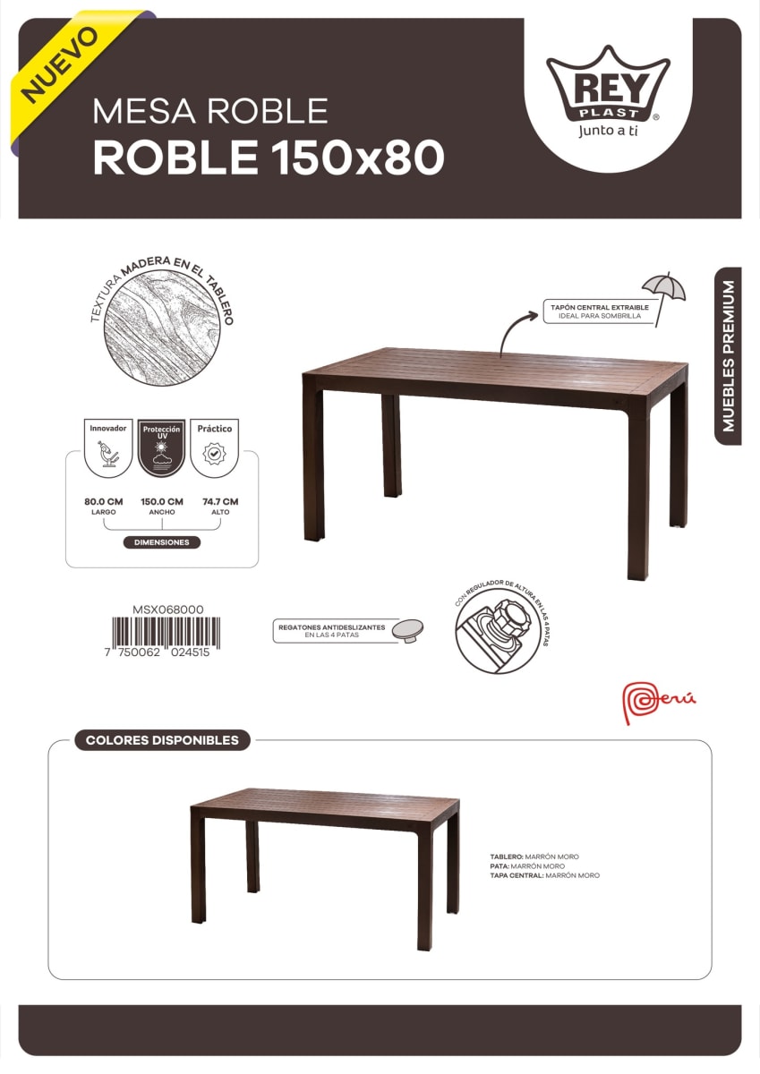 MESA Modelo ROBLE 150x80 Cm2