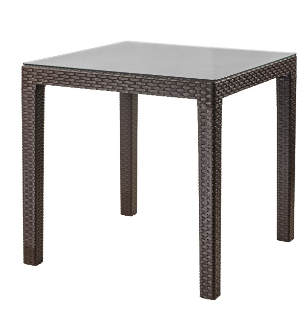 MESA TAVARUA 95 x 95  MODELO RATAN CON VIDRIO TEMPLADO - REY1
