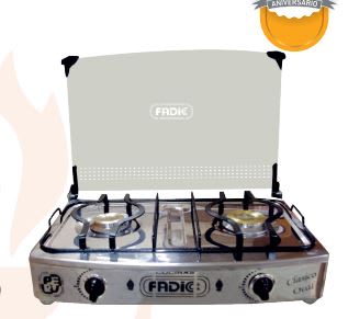COCINA a GAS 2 Hornillas CLASICO OVAL Total Acero Con Tapa VIDRIO - FADIC1