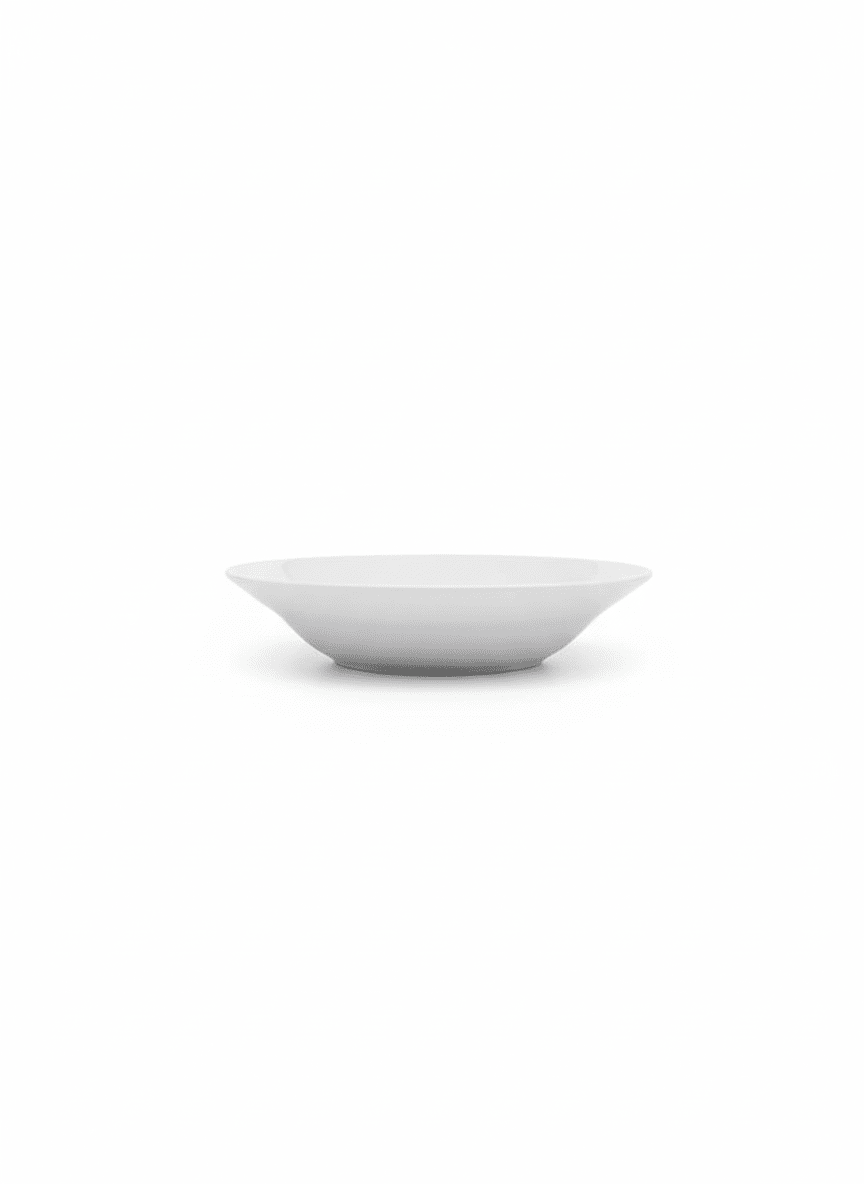 PLATO De Loza BLANCO Hondo CREMA - ICHIMAT2