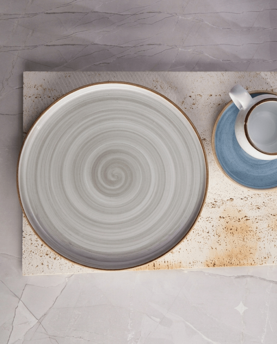 Plato pando 27.9cm Rustic artisan gris3