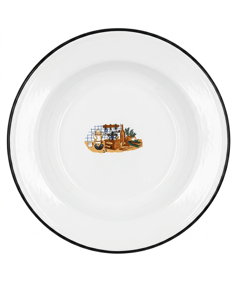 PLATO Fierro ENLOZADO Hondo Decorado - COMERCIAL1