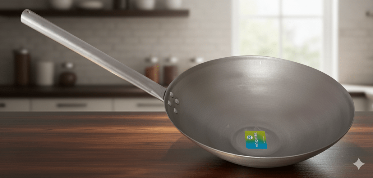 SARTEN chifera 28 cm #14 METAL quemado Y curado1