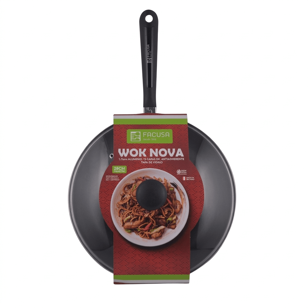 SARTEN NOVA WOK # 28 con tapa DE VIDRIO - FACUSA1