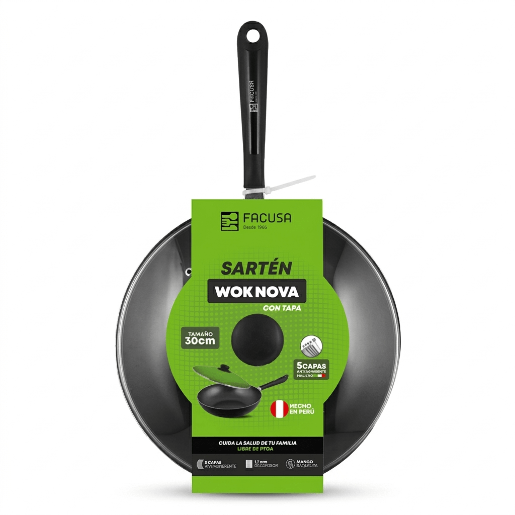 SARTEN NOVA WOK # 30 con tapa DE VIDRIO - FACUSA4