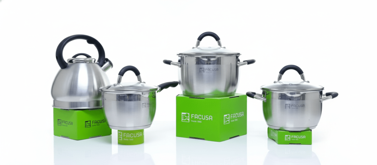 SET De Ollas MISTI Acero Inox. Tapa Vidrio Mango Gris o Negro1
