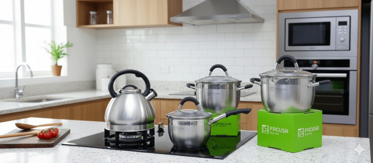 SET De Ollas MISTI Acero Inox. Tapa Vidrio Mango Gris o Negro2