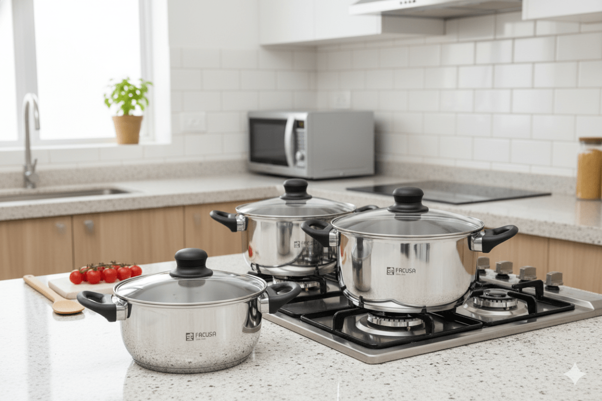 SET De OLLAS TRADICION Acero Inoxidable x 6 Pz Tapa Vidrio2