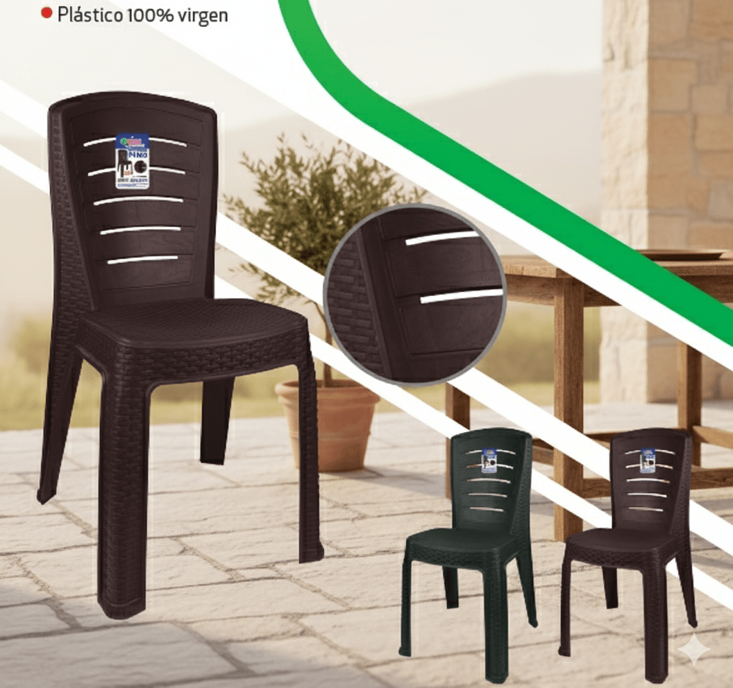 SILLA Plastica Modelo RATAN PINO Sin Brazo - HERCUPLAST1