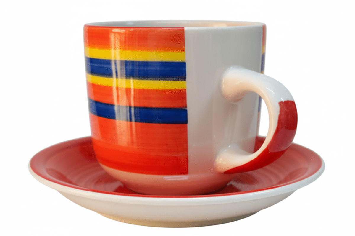 TAZA con PLATO LOZA 350 Rayas1