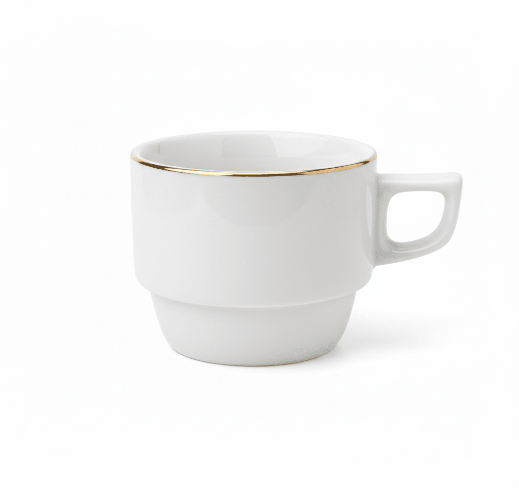 Taza de Té Loza Filo Oro con Plato 180 cc - Línea Hotelera3