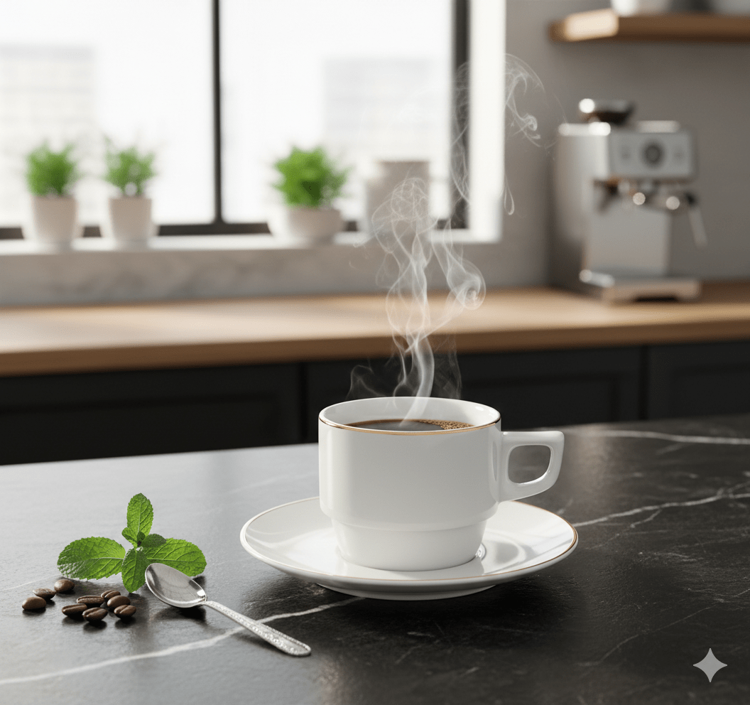 Taza de Té Loza Filo Oro con Plato 180 cc - Línea Hotelera4