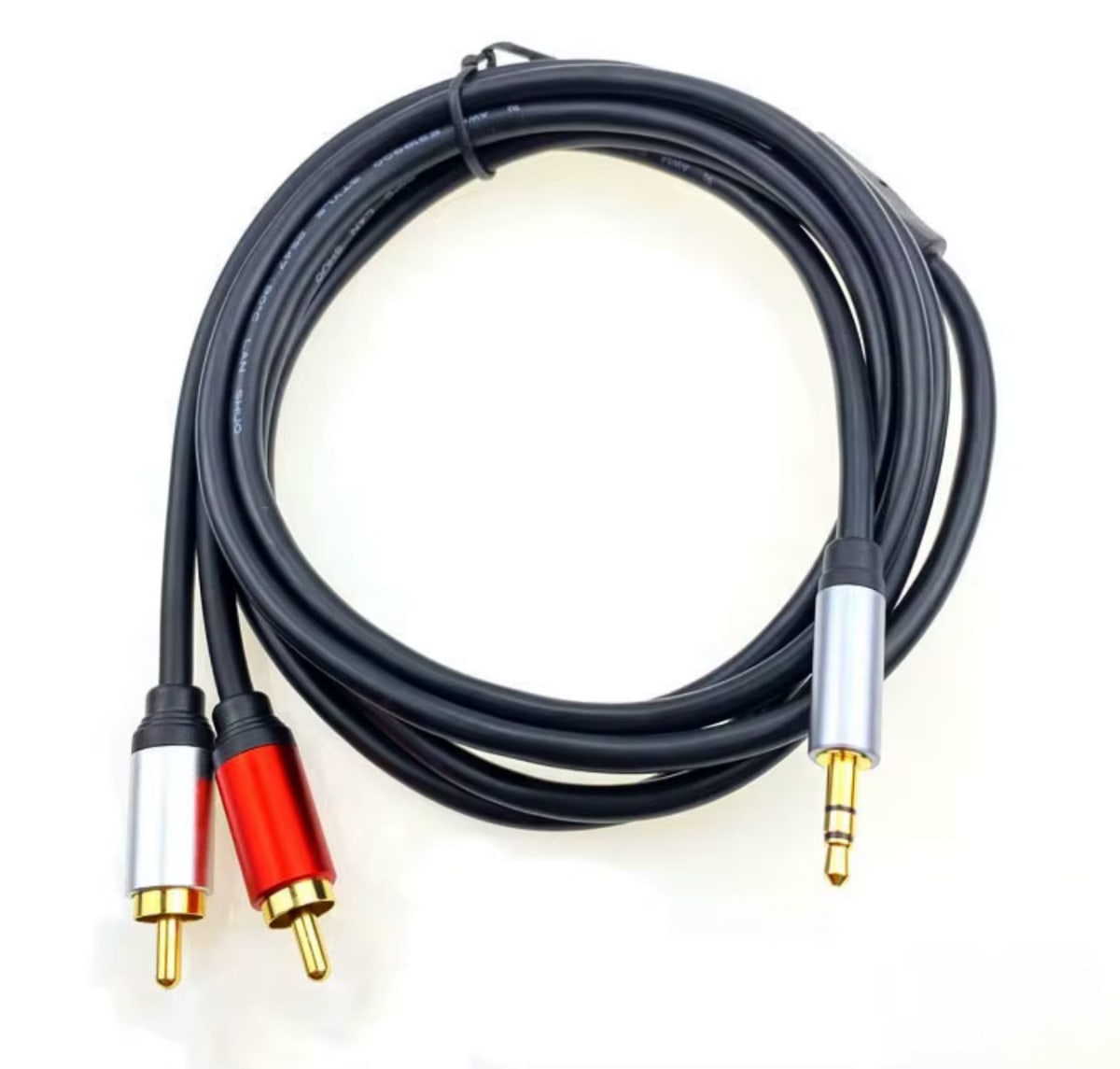 Cable Auxiliar de Audio 2x1 Rca a 3.5mm Metalico  3 Metros Negro 0