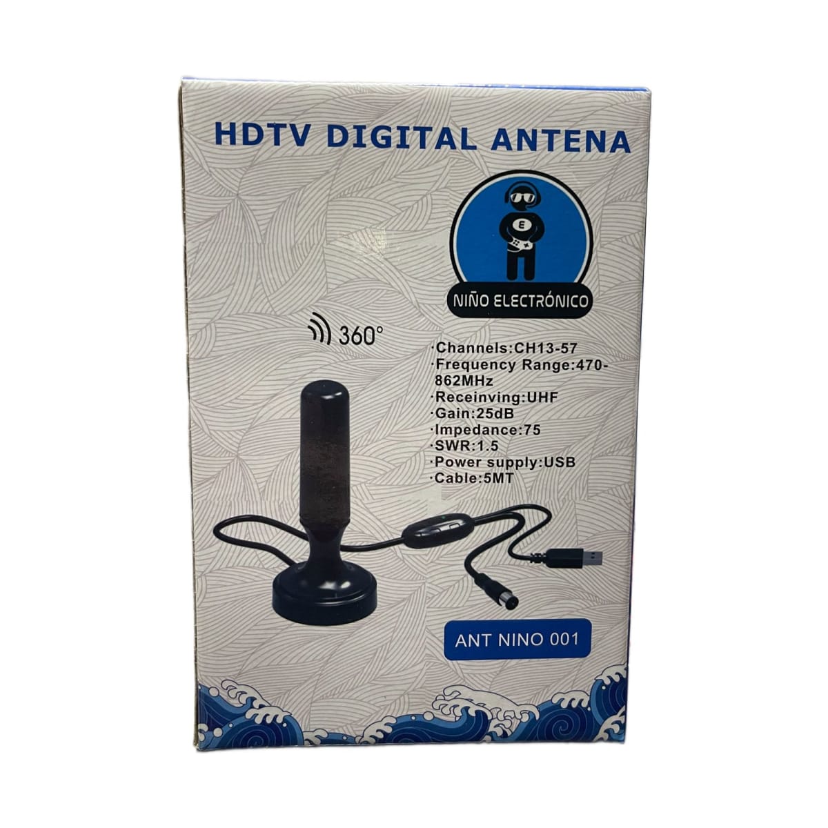 Antena Hdtv Con Amplificador De Señal 5metros Negro3