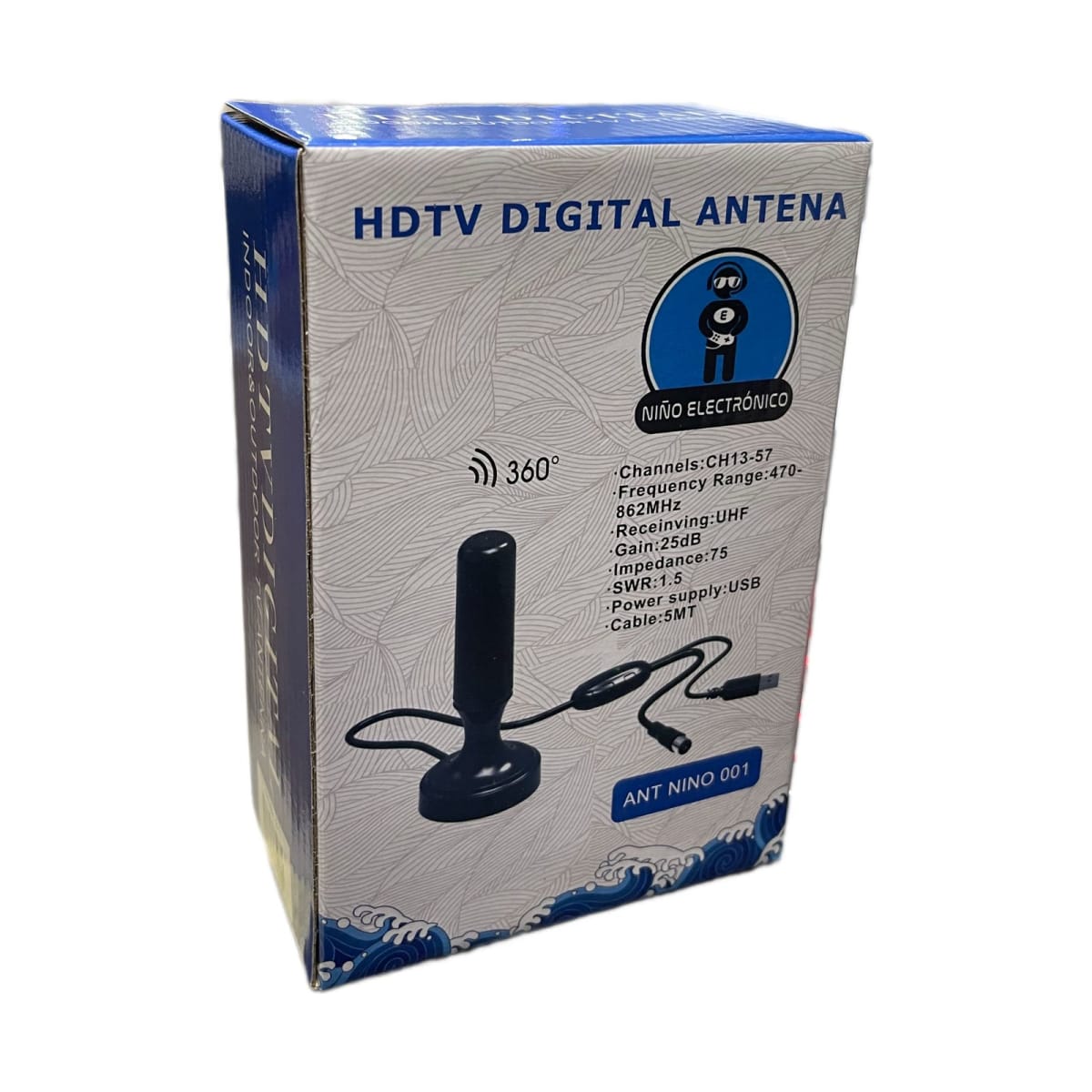 Antena Hdtv Con Amplificador De Señal 5metros Negro 4