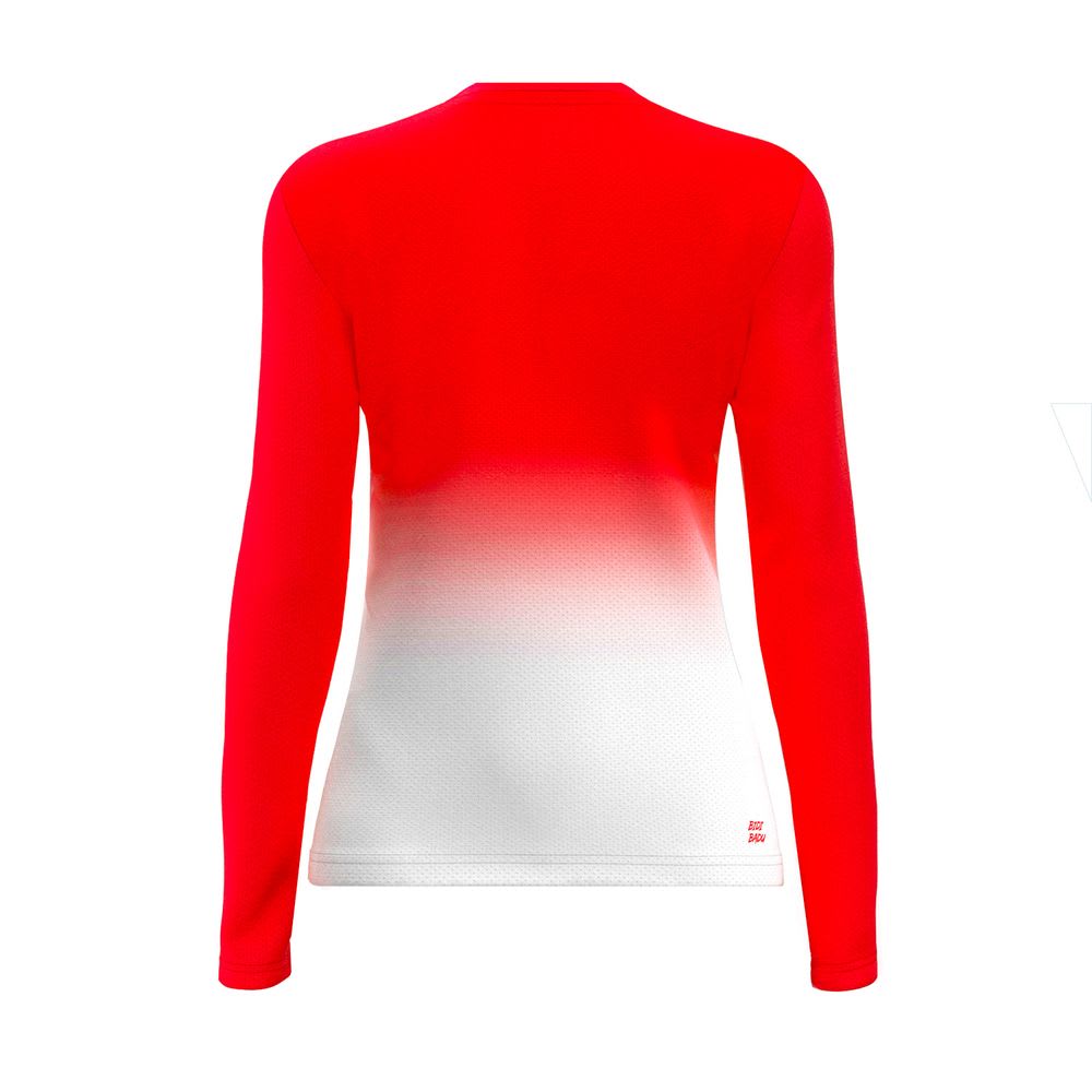 Polo Crew Gradiant Longsleeve - Red, White2
