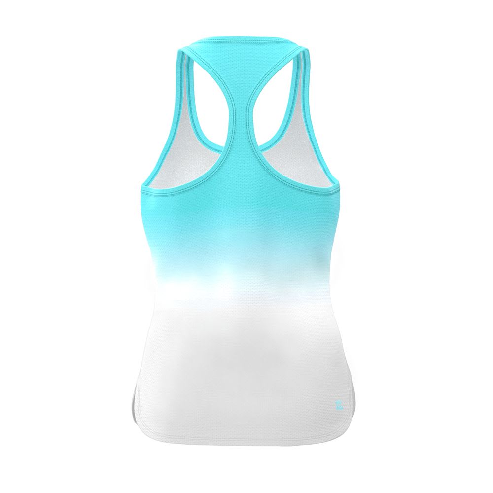 Bividi Crew Gradiant Tank - Aqua, White2