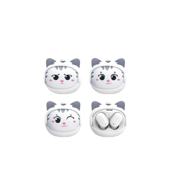 AUDIFONO BLUETOOTH ROLLING FACE CAT BLANCO1