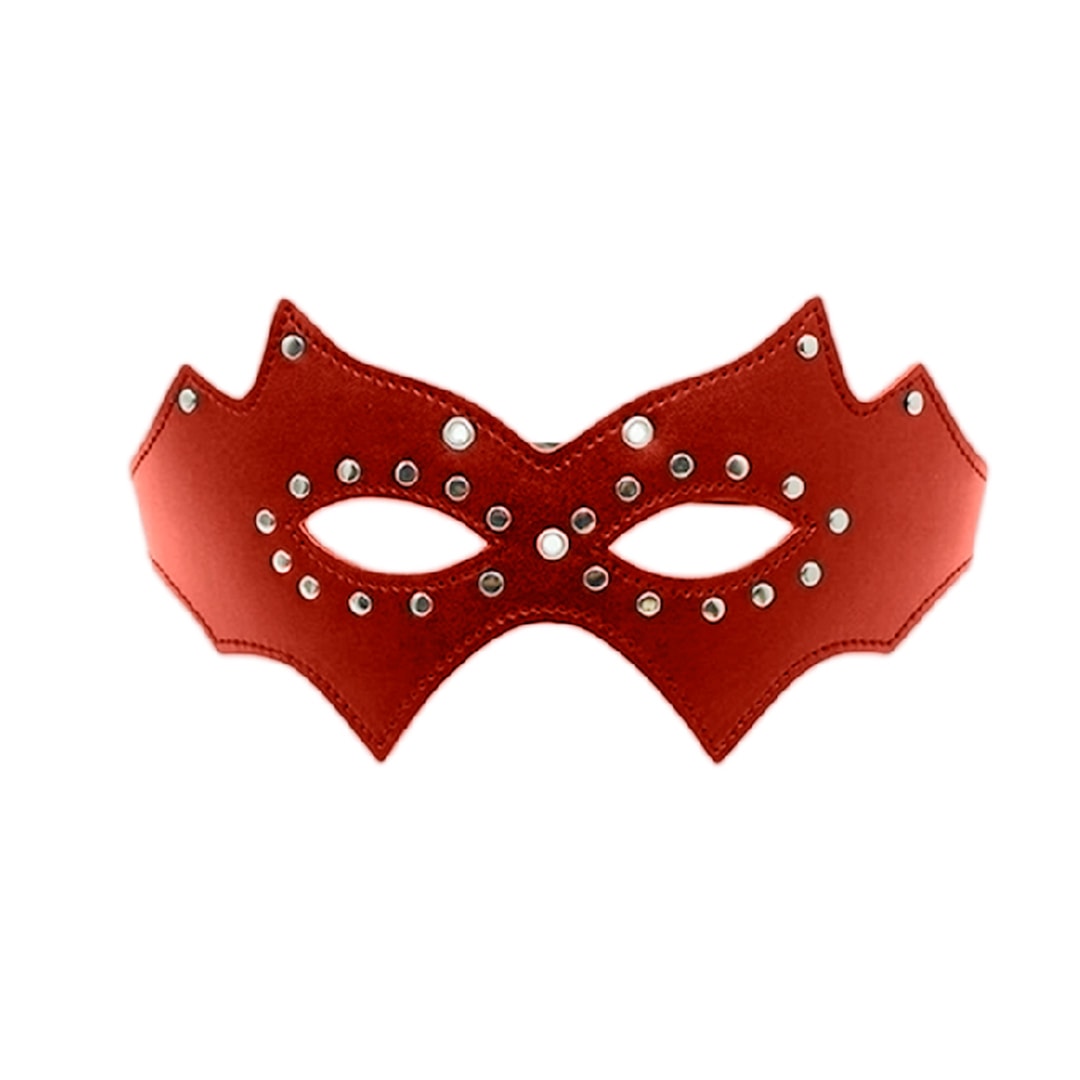 ANTIFAZ CUERINA TACHAS ROJA Y NEGRA2