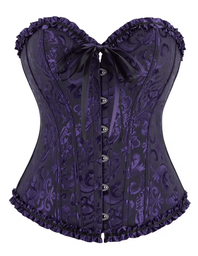 CORSET VICTORIANO MORADO/NEGRO TXL3