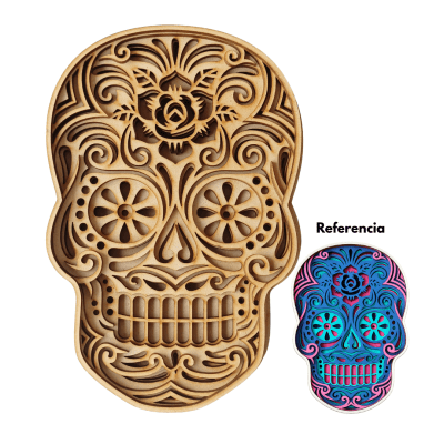 Calavera en capas de madera1