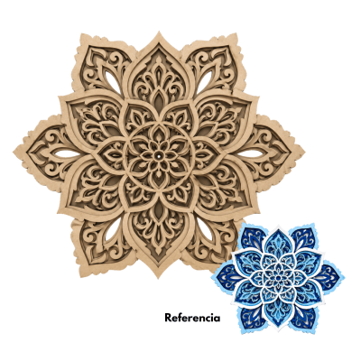 Cuadro Mandala En capas Efecto 3D Diseño Flor1