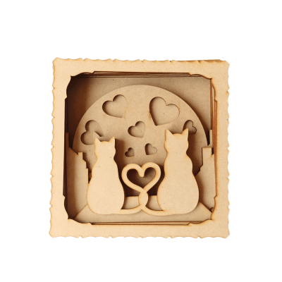 Cuadro de gatos enamorados en 3D 15cm1