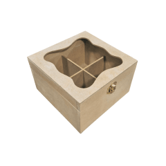 Caja Para té con 4 divisiones y vidrio