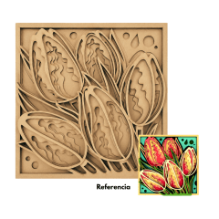 Cuadro Tulipan en capas efecto 3D