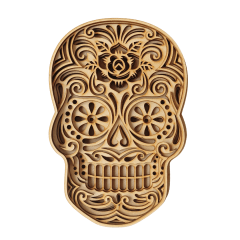 Calavera en capas de madera