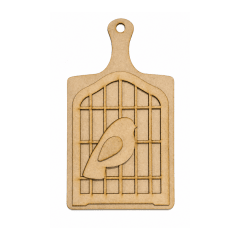 Tabla con jaula y pajarito