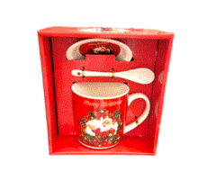 SET TAZA NAVIDEÑA EN CAJA CON PLATO Y CUCHARA
