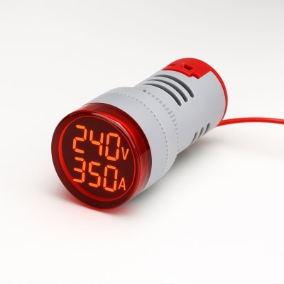 MULTIMETRO ALTERNO DIGITAL 22MM ROJO AMPERIMETRO Y VOLTIMETRO1