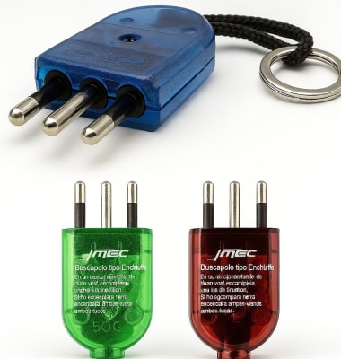 ENCHUFE MACHO LLAVERO PROBADOR VERDE 250V3