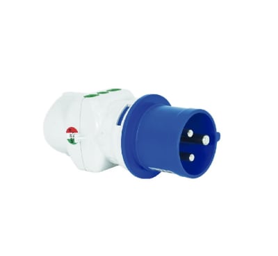 ENCHUFE MACHO ADAPTADOR INDUSTRIAL 2P+T 16A A 2 MOD ENCHUFE 10A DOMICILIARIO LEXO1