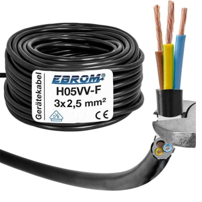 CABLE H05VV 3X2.5 MM NEGRO SVT/PP1