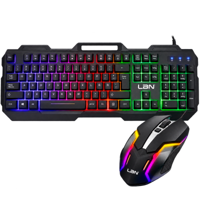 TECLADO GAMER CON MOUSE INCLUIDO RGB CABLEADO L1