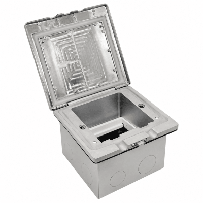 CAJA 3 PTO EMB PISO ACERO CEPILLADO IP55 COMPATIBLE MOSAIC S/MOD1
