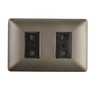 ENCHUFE DOBLE 10/16A TITANIO MOD CAFE1