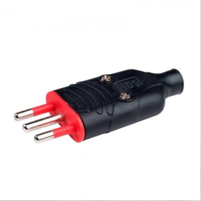 ENCHUFE MACHO 2P+T 10A NEGRO ROSI1