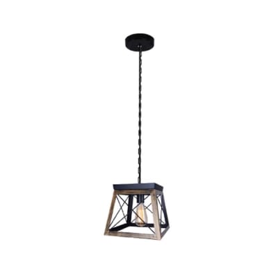 LAMPARA COLGANTE E27 MADERA METAL1