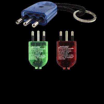 ENCHUFE MACHO LLAVERO PROBADOR ROJO 250V1