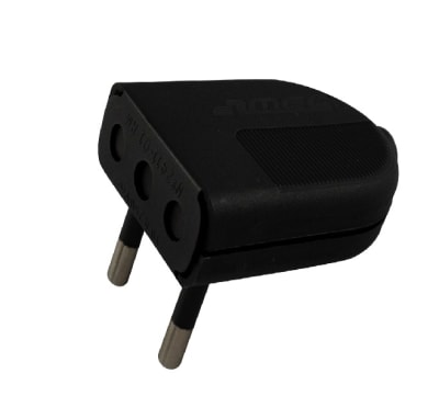 ENCHUFE MACHO CONVERTIBLE  10A 2 PATAS SIN TIERRA NEGRO1