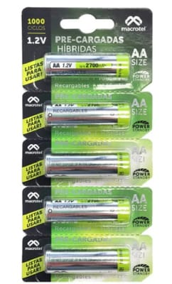 PILA AAa RECARGABLE 1000 MAH 1.2V 800 CICLOS DE RECARGA1
