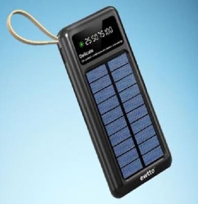 POWER BANK 10000 MAH NEGRO TIPO C SOLAR IN 5V 2A OUT 5V 2A1