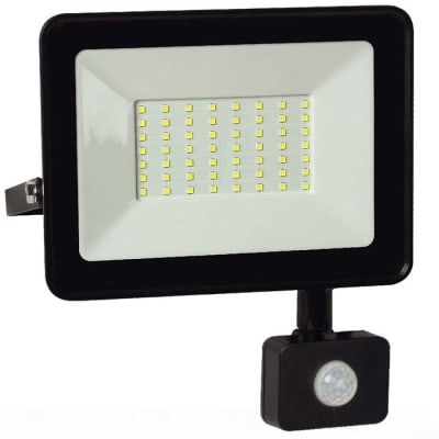 PROYECTOR LED 50W 6000° C/SENSOR NEGRO 90 LUM/W POLUX1